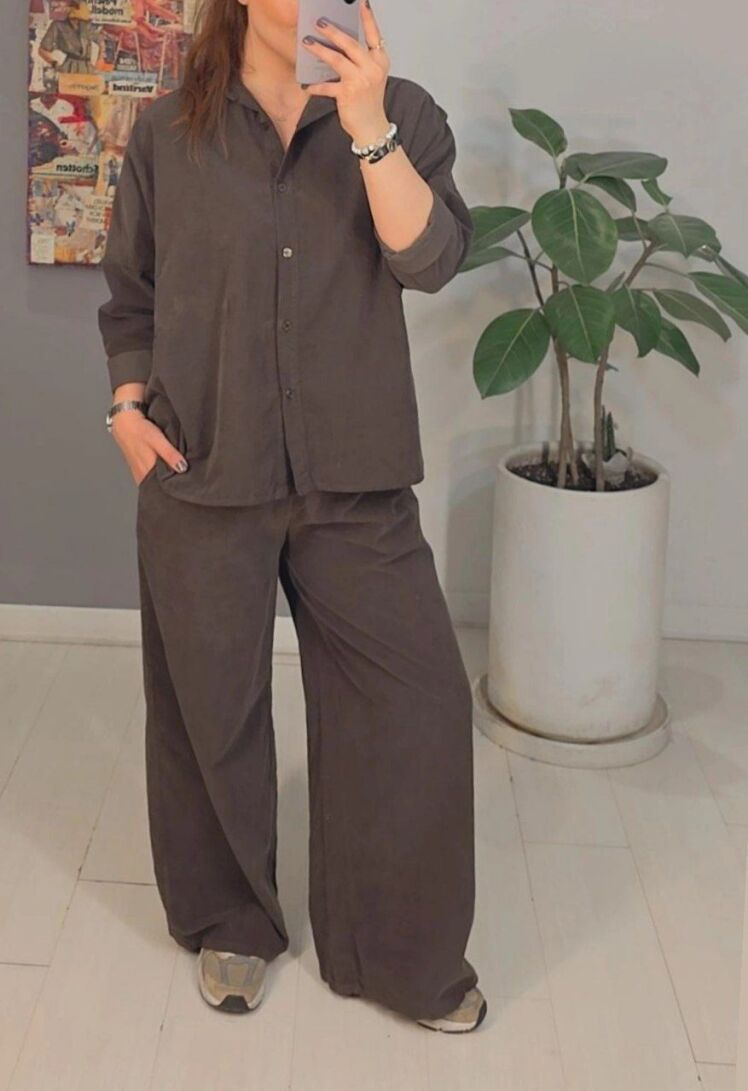 ست مخمل کبریتی قهوه ای ایتالیایی