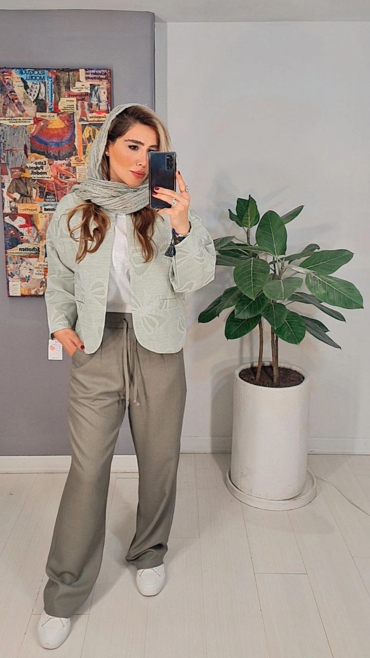 کت زنانه طرحدار رنگ سبز