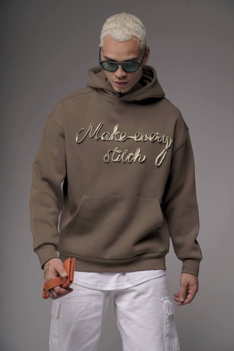 هودی ترک مردانه رنگ نسکافه ای