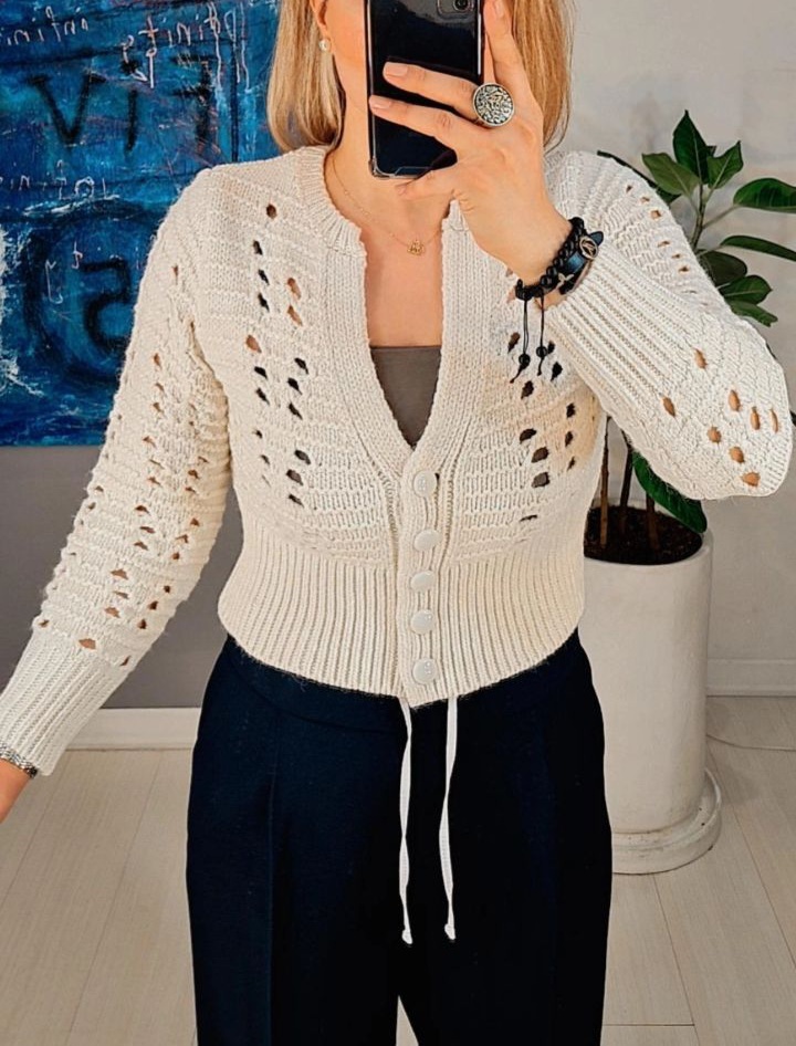 ژاکت بافت زنانه رنگ استخانی