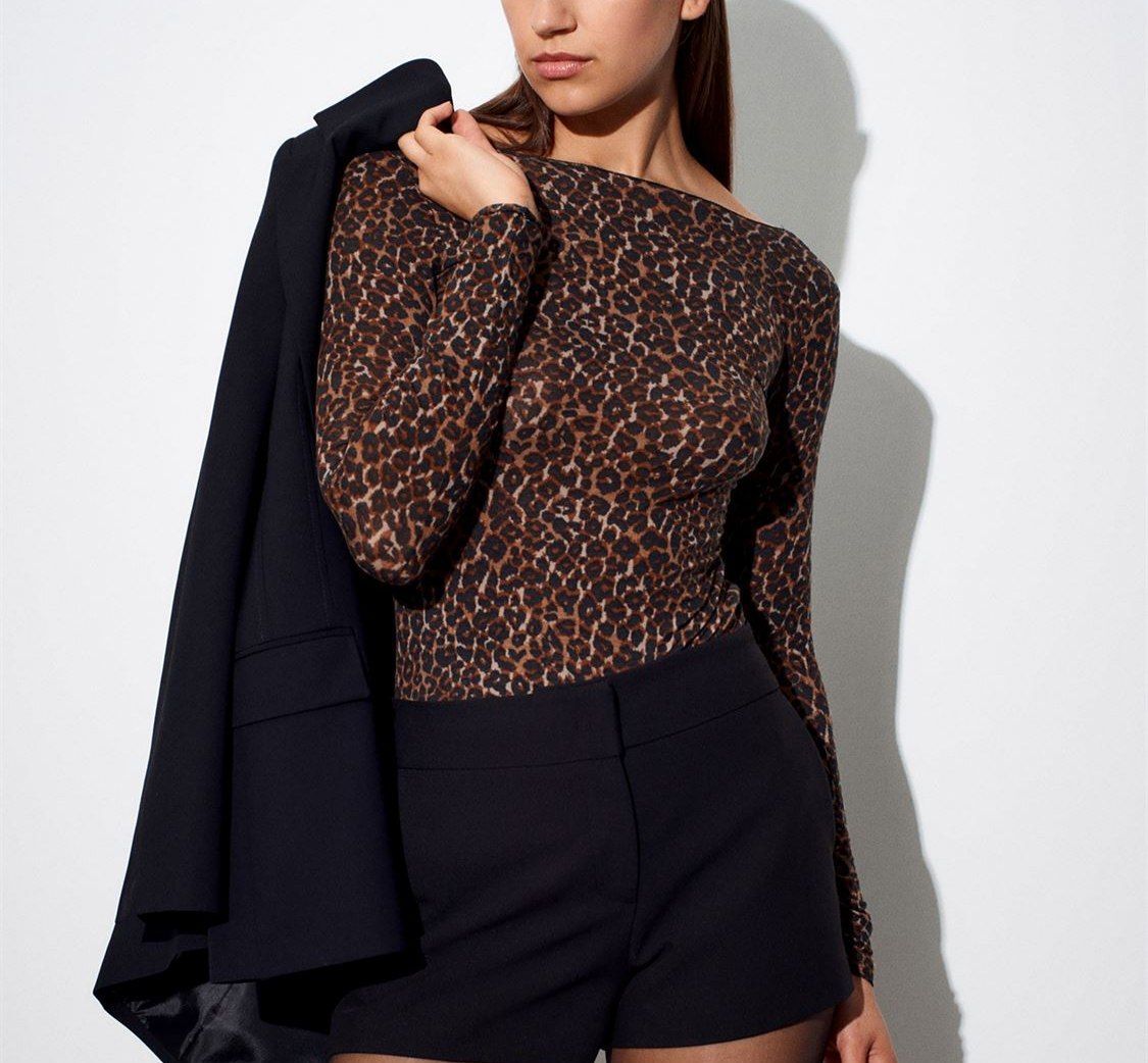  بلوز طرح پلنگی استین بلند بسیار ظریف ترک 