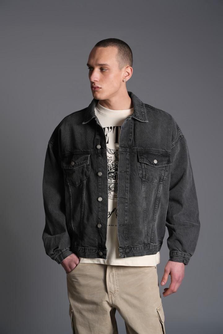 کت جین مردانه رنگ ذغالی برند ترک