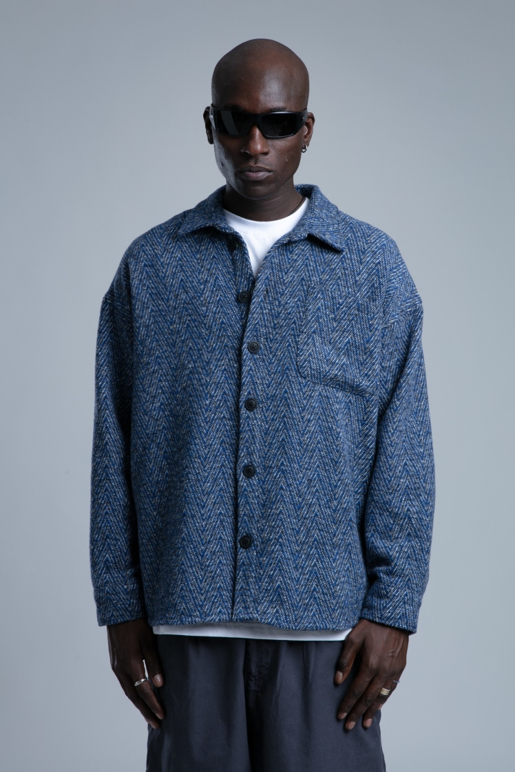 پیراهن مردانه ابی و سورمه ای ترک جنس پشمی