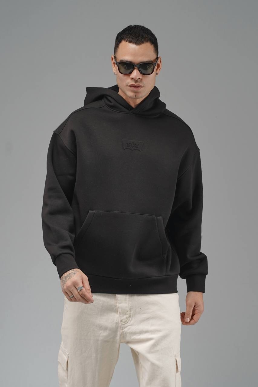 هودی مشکی ساده مردانه تو کرکی ترک