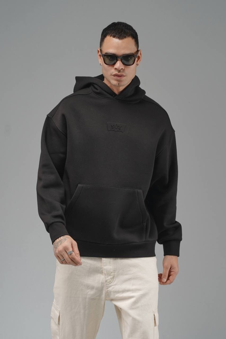 هودی مشکی ساده مردانه تو کرکی ترک