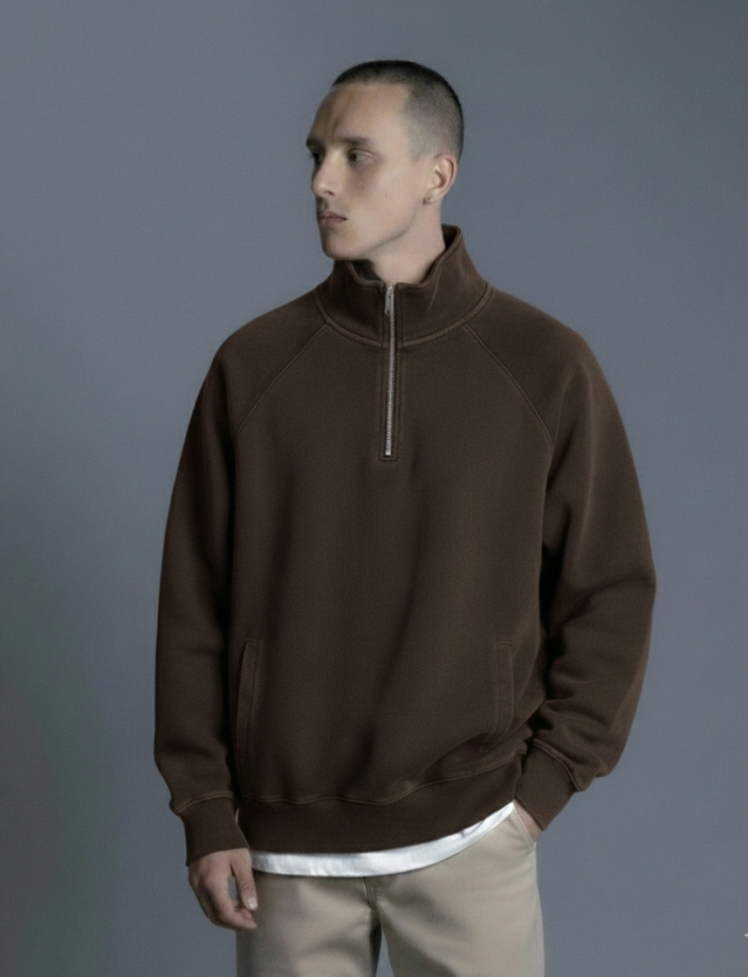 نیم زیپ قهوه ای مردانه ترک