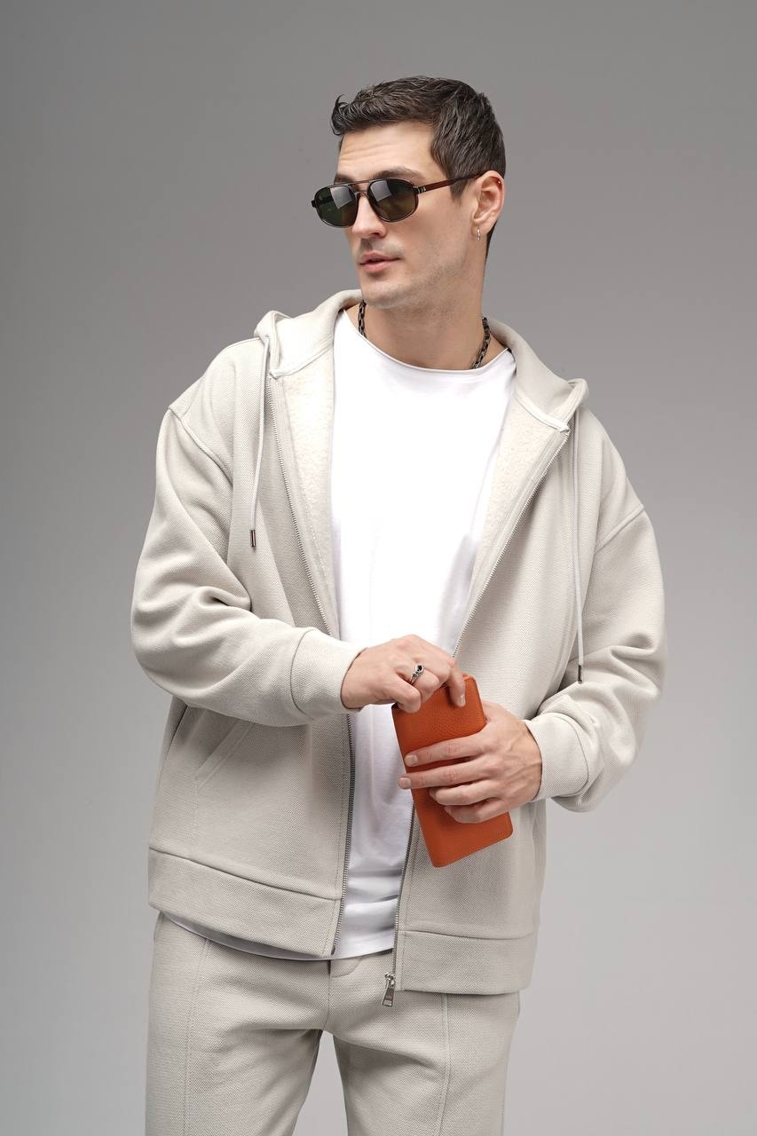  سویشرت تمام زیپ کلاه دار تو کرکی مردانه ترک 