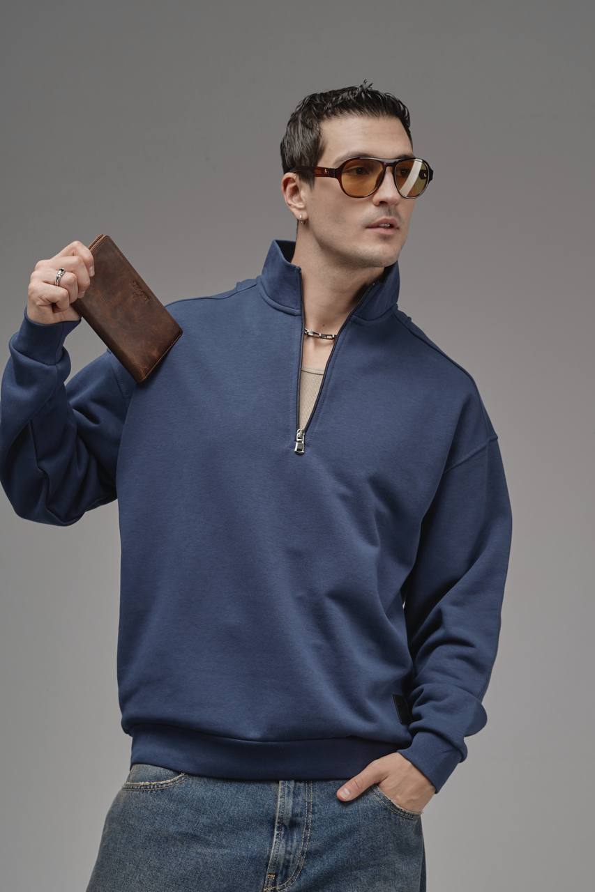  نیم زیپ سورمه ای تو کرکی ساده 