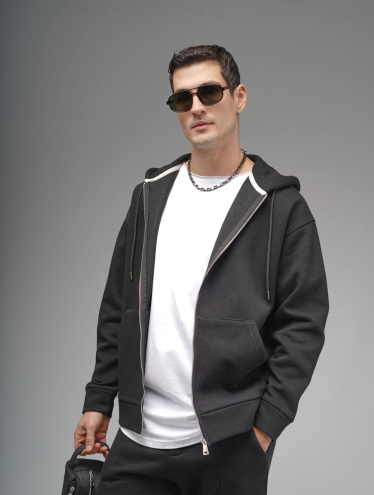 سوییشرت مشکی تمام زیپ تو کرکی ترک