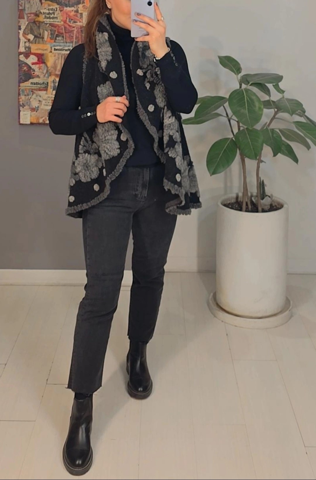  وست ایتالیایی گل برجسته طوسی و مشکی ایتالیایی 