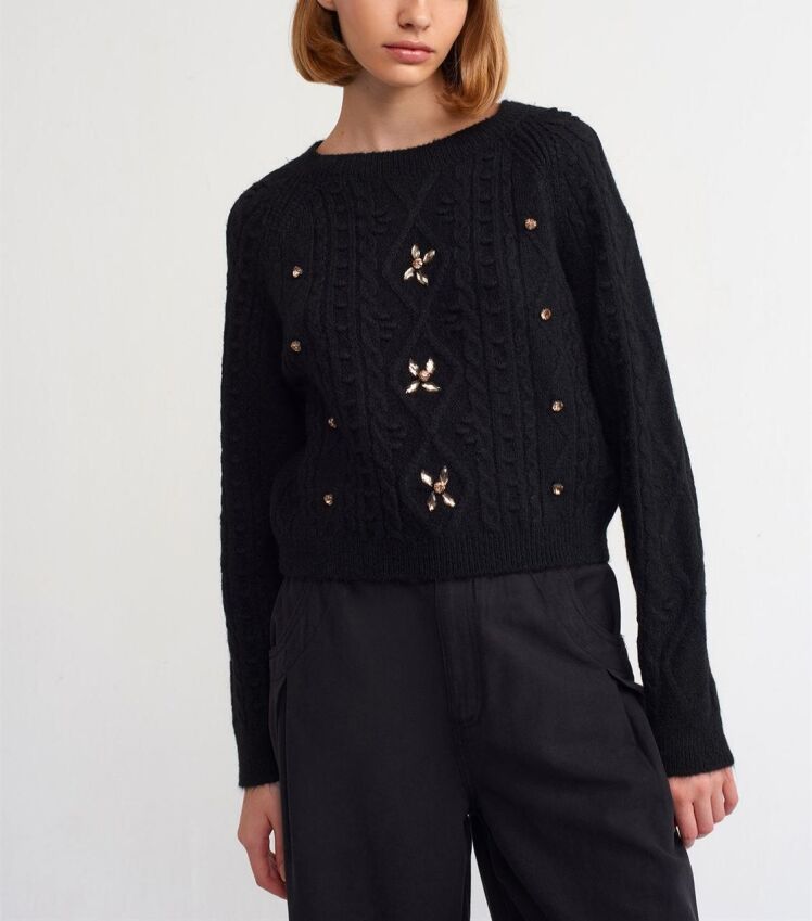 بافت زنانه ترک یقه گرد طرحدار در سه رنگ